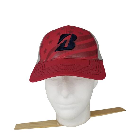 Bridgestone Golf Hat Strapback Baseball Cap Mens USA Flag Themed Stars Patriotic - Picture 1 of 8